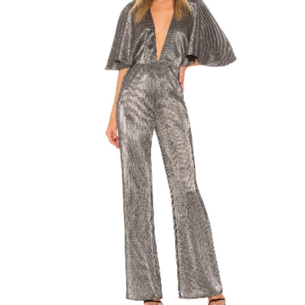 Lovers + Friends Harper Silver Metallic Jumpsuit